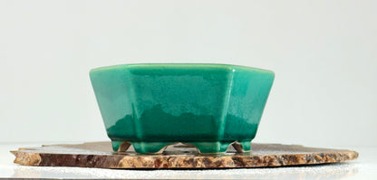 Chinese Yixing - Green Glazed Bonsai Pot.