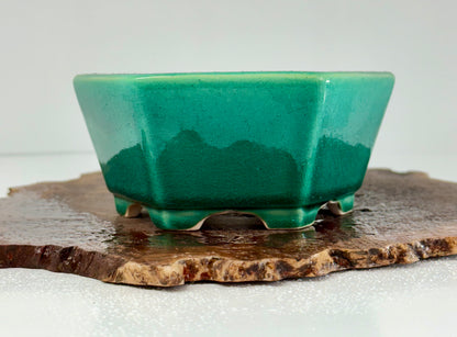 Chinese Yixing - Green Glazed Bonsai Pot.