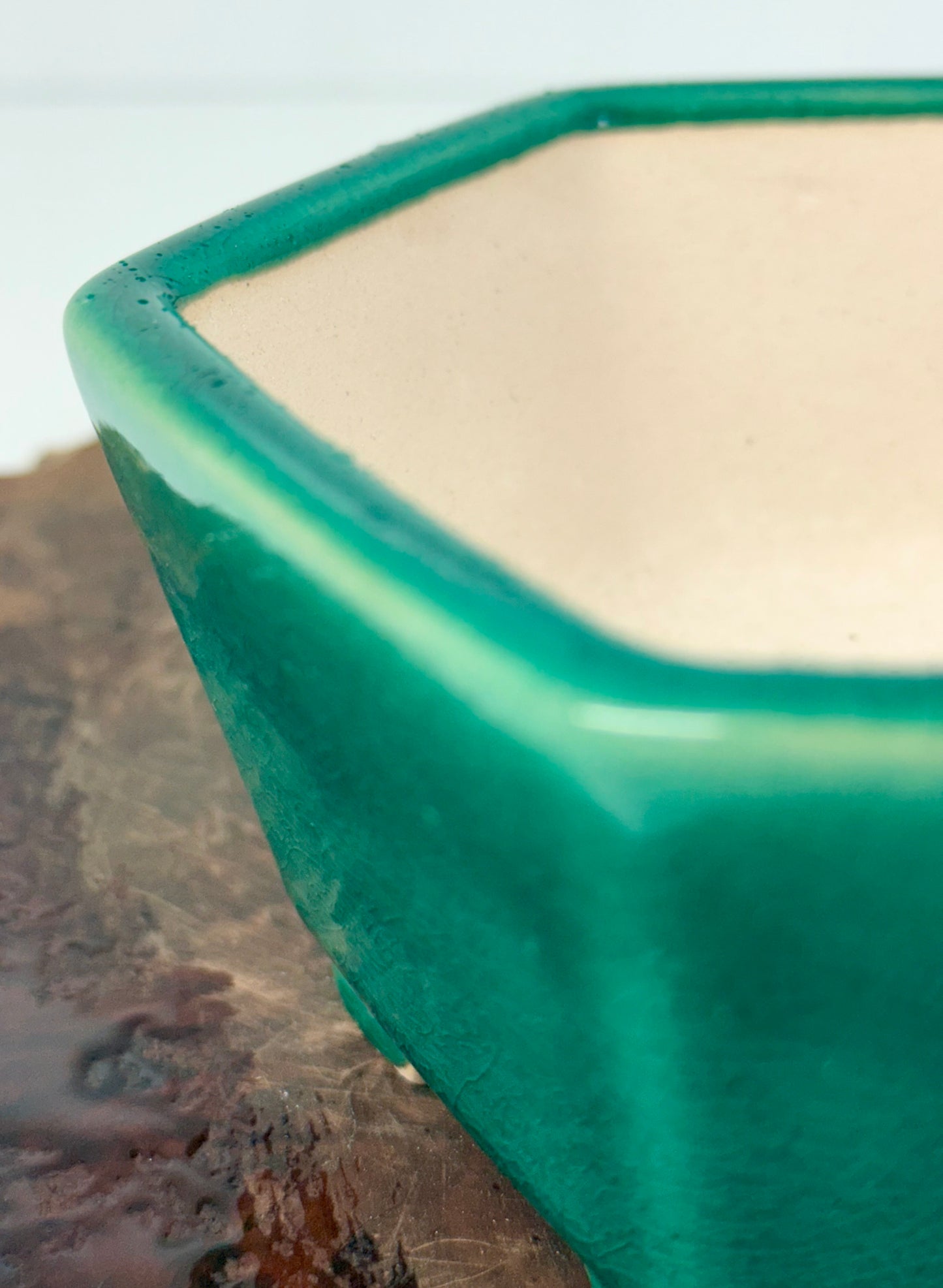 Chinese Yixing - Green Glazed Bonsai Pot.