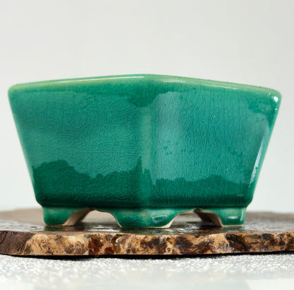 Chinese Yixing - Green Glazed Bonsai Pot.