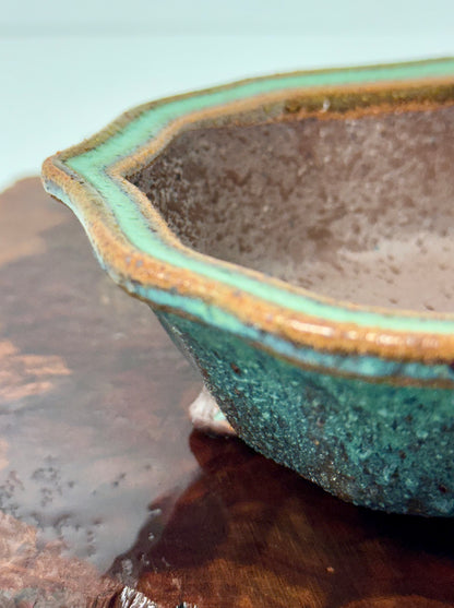 Chinese Yixing - Wood Fired Premium Nameko Glazed Bonsai Pot.