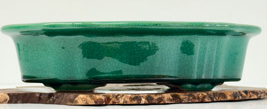 Chinese Yixing Bonsai Pot | Green Lotus Mokko Crackle Glaze – 26.5cm