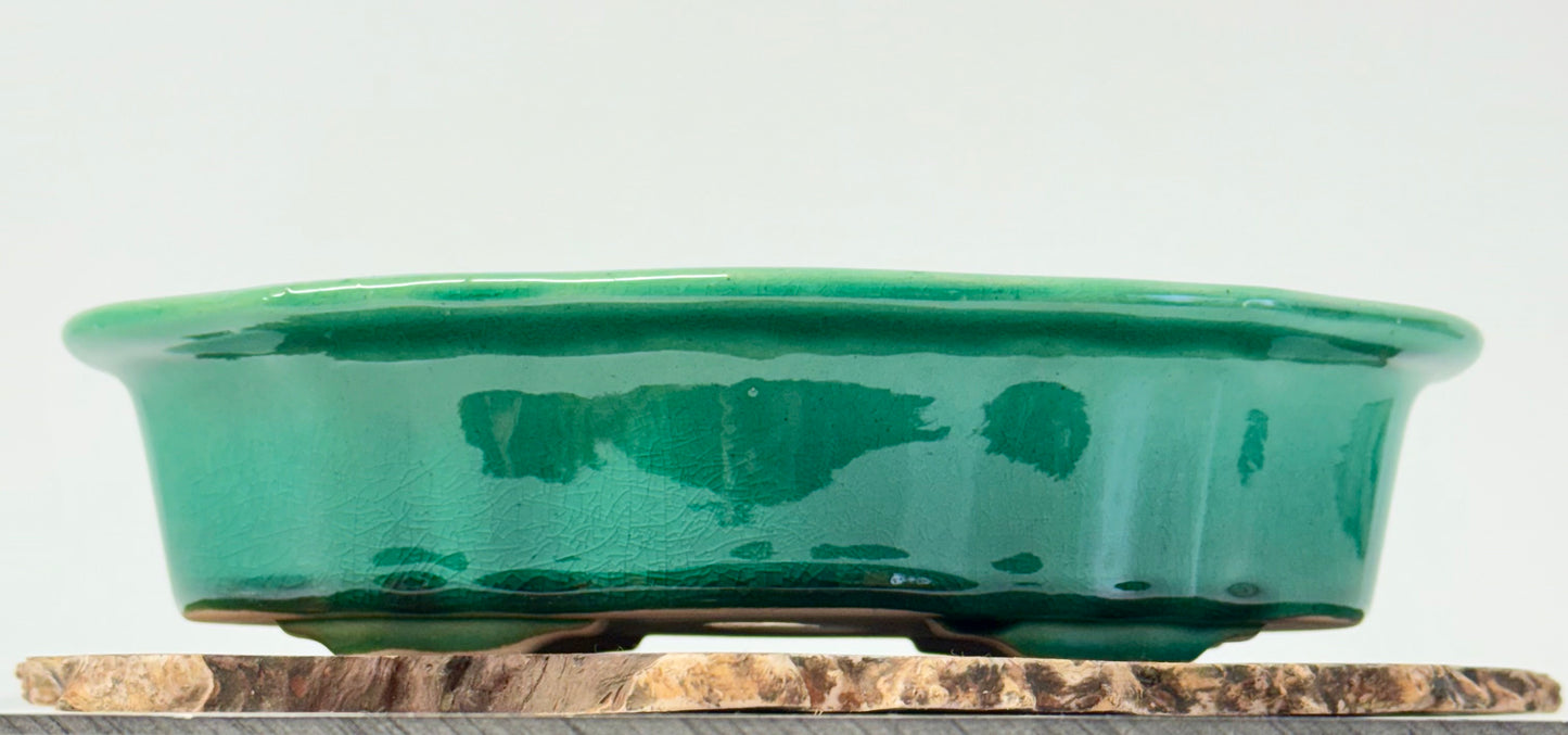 Chinese Yixing Bonsai Pot | Lotus Mokko Green Glaze – 26.5cm