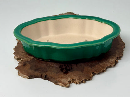 Chinese Yixing Bonsai Pot | Lotus Mokko Green Glaze – 26.5cm