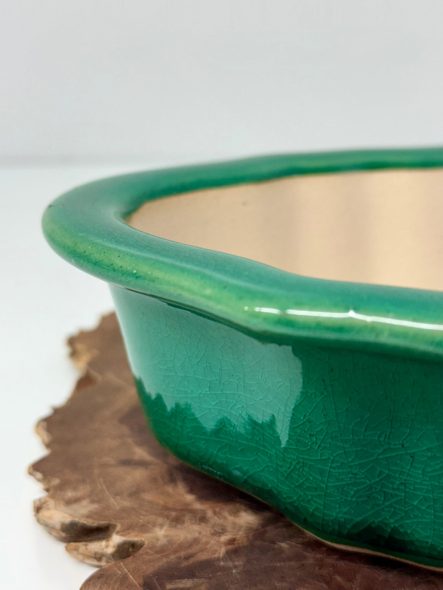 Chinese Yixing Bonsai Pot | Lotus Mokko Green Glaze – 26.5cm