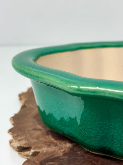 Chinese Yixing Bonsai Pot | Lotus Mokko Green Glaze – 26.5cm