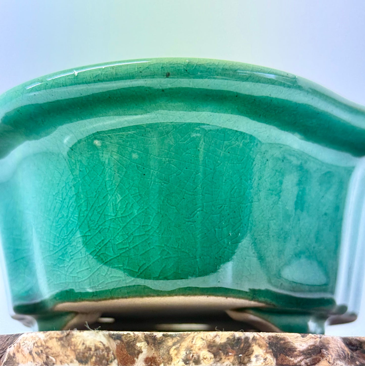 Chinese Yixing Bonsai Pot | Lotus Mokko Green Glaze – 26.5cm