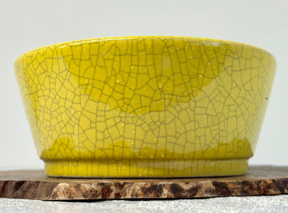 Chinese Yixing Bonsai Pot | Oval Crackled/ Inked Yellow Glaze – 23.5cm