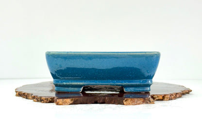 Chinese Yixing Bonsai Pot | Rectangle Blue Glaze – 17.5cm