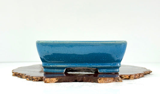 Chinese Yixing Bonsai Pot | Rectangle Blue Glaze – 17.5cm