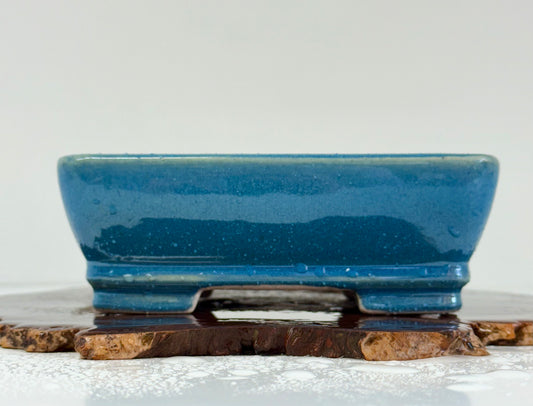 Chinese Yixing Bonsai Pot | Rectangle Blue Glaze – 17.5cm