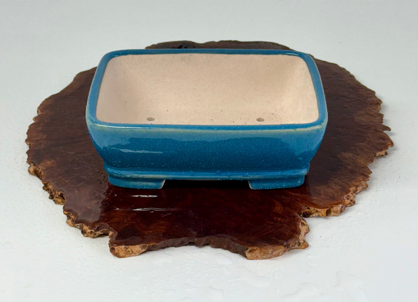 Chinese Yixing Bonsai Pot | Rectangle Blue Glaze – 17.5cm