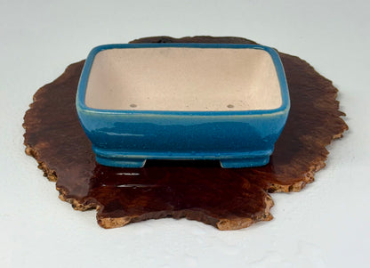 Chinese Yixing Bonsai Pot | Rectangle Blue Glaze – 17.5cm