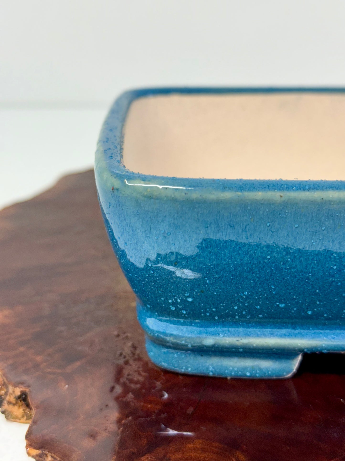 Chinese Yixing Bonsai Pot | Rectangle Blue Glaze – 17.5cm