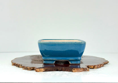 Chinese Yixing Bonsai Pot | Rectangle Blue Glaze – 17.5cm