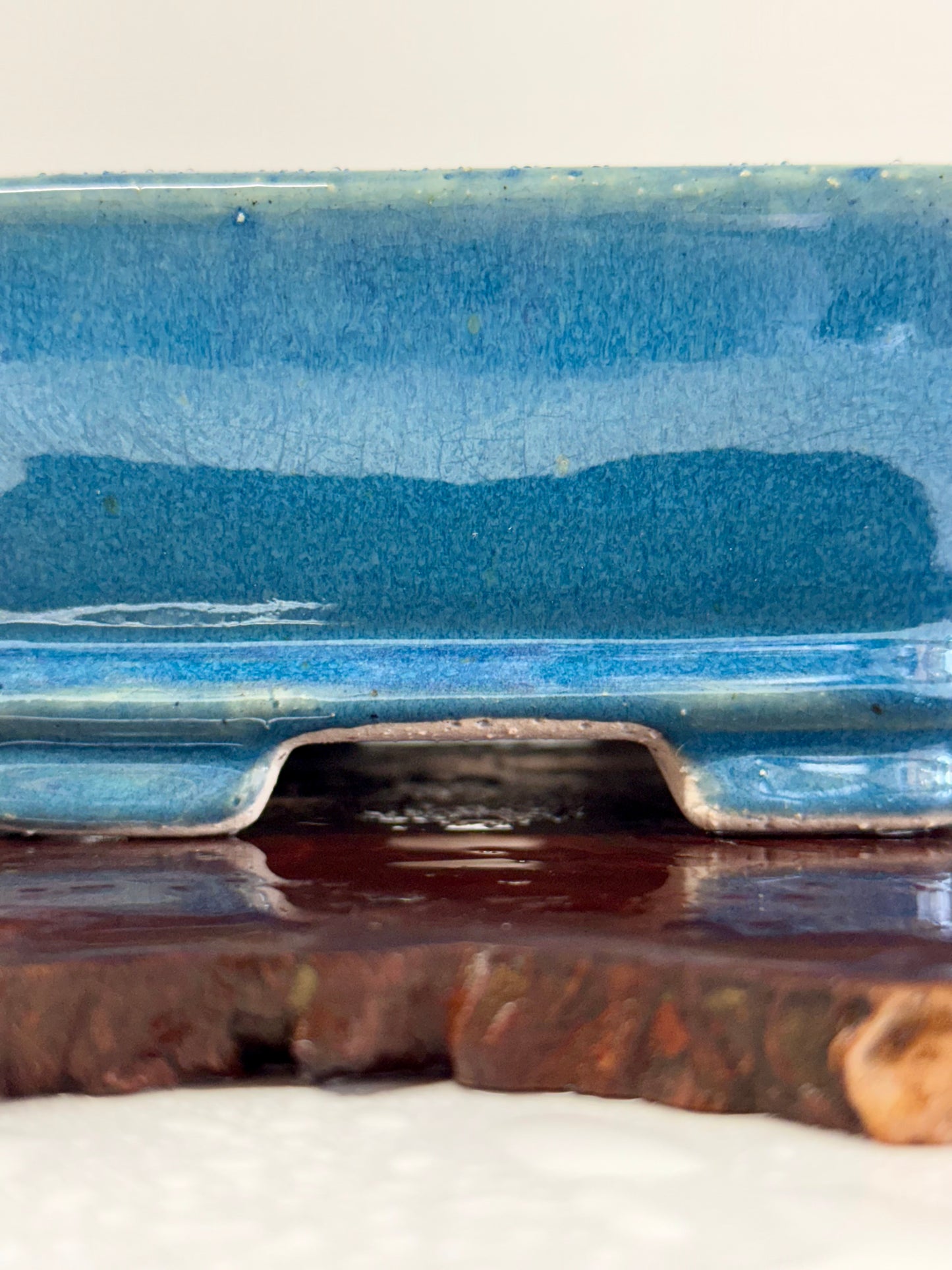 Chinese Yixing Bonsai Pot | Rectangle Blue Glaze – 17.5cm