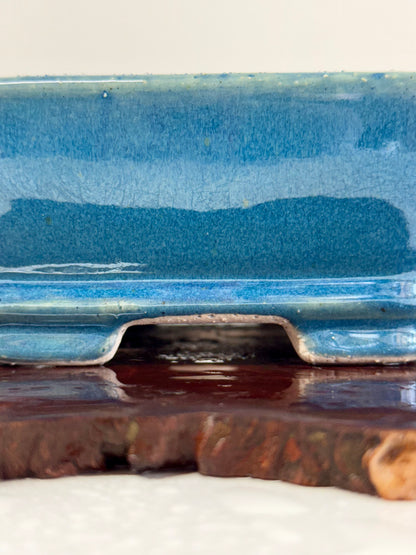Chinese Yixing Bonsai Pot | Rectangle Blue Glaze – 17.5cm
