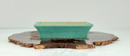 Chinese Yixing Bonsai Pot | Rectangle Speckled Aqua Glaze – 17.5cm
