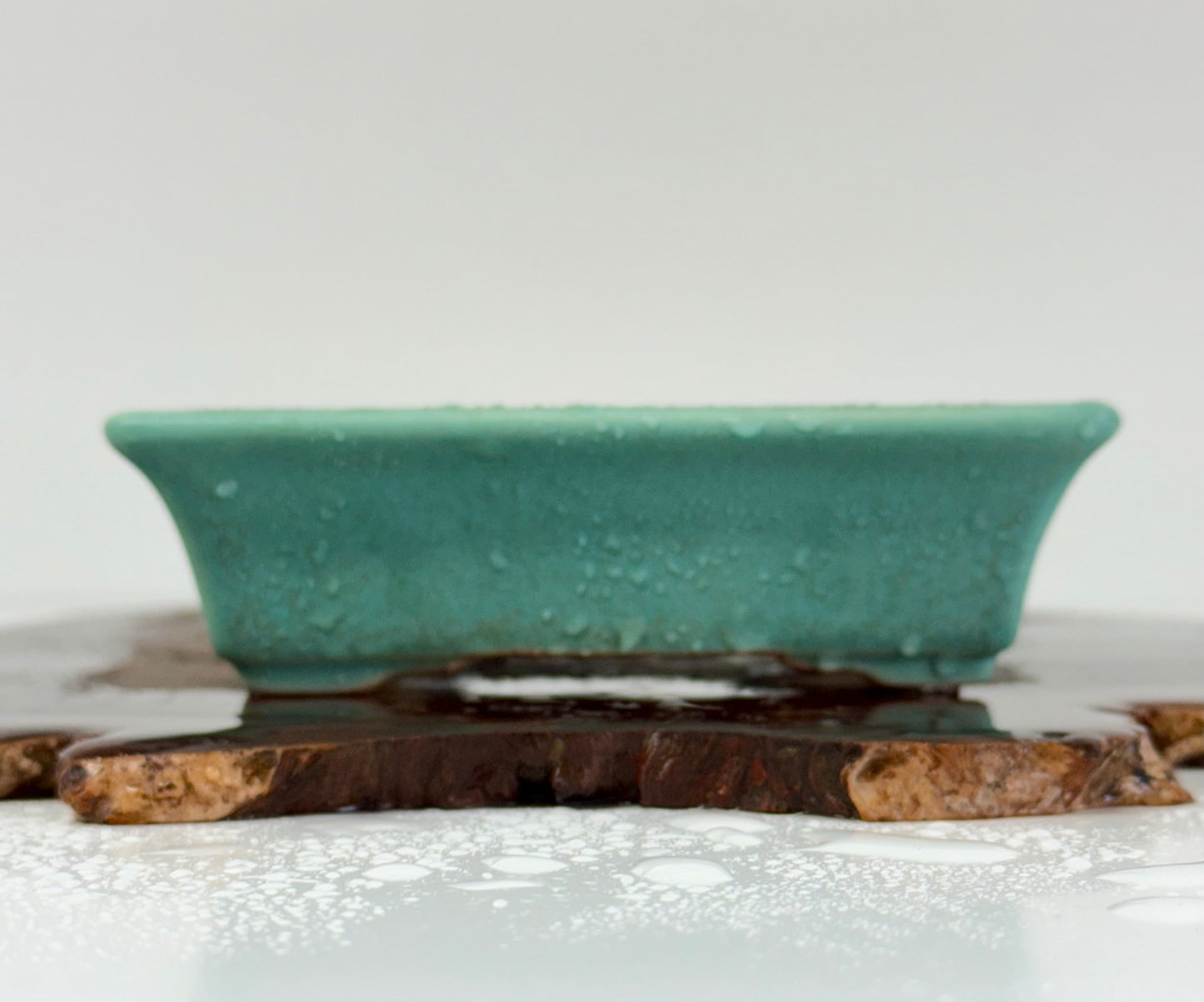 Chinese Yixing Bonsai Pot | Rectangle Speckled Aqua Glaze – 17.5cm