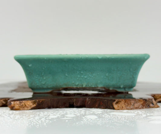 Chinese Yixing Bonsai Pot | Rectangle Speckled Aqua Glaze – 17.5cm