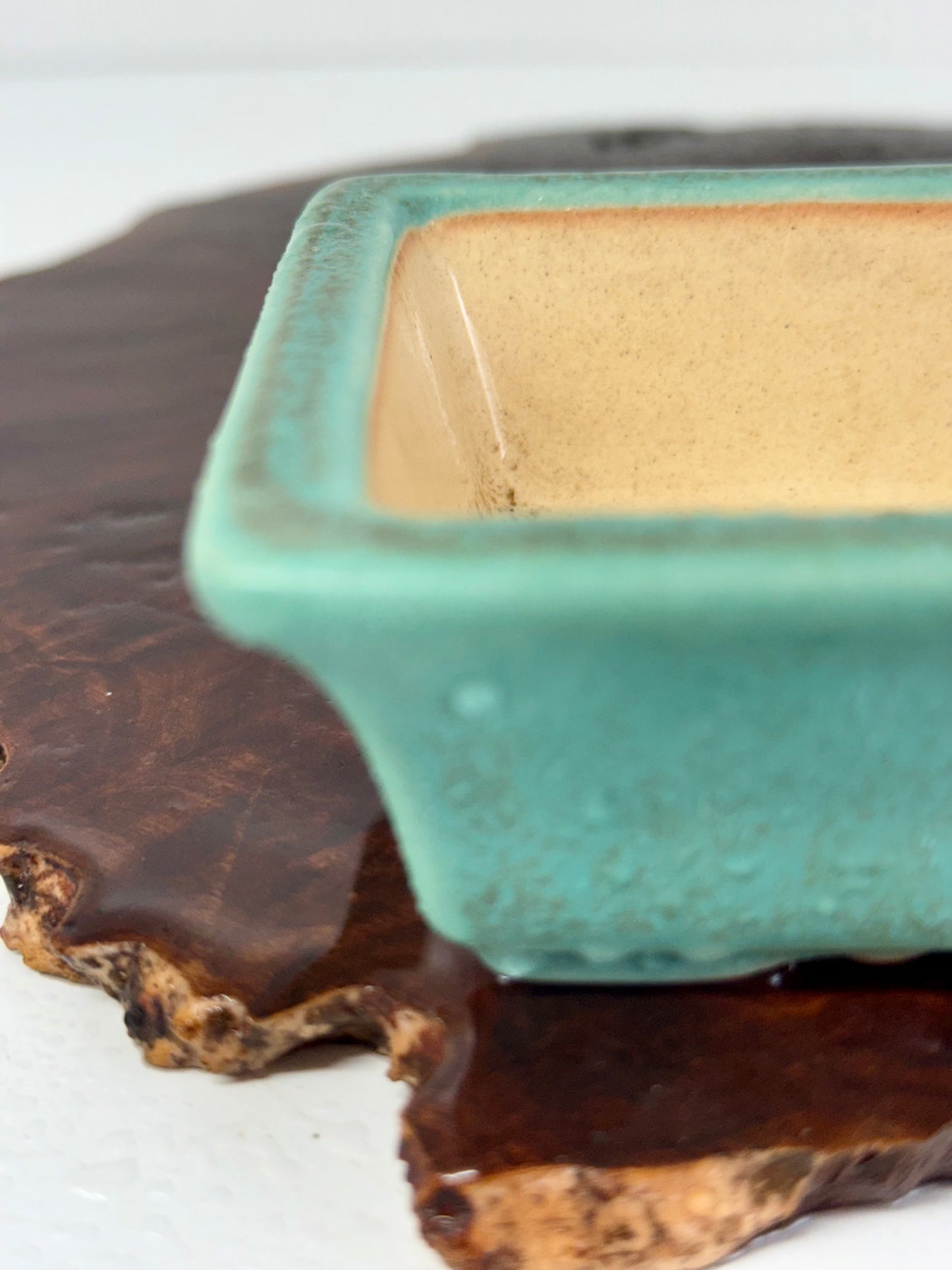 Chinese Yixing Bonsai Pot | Rectangle Speckled Aqua Glaze – 17.5cm