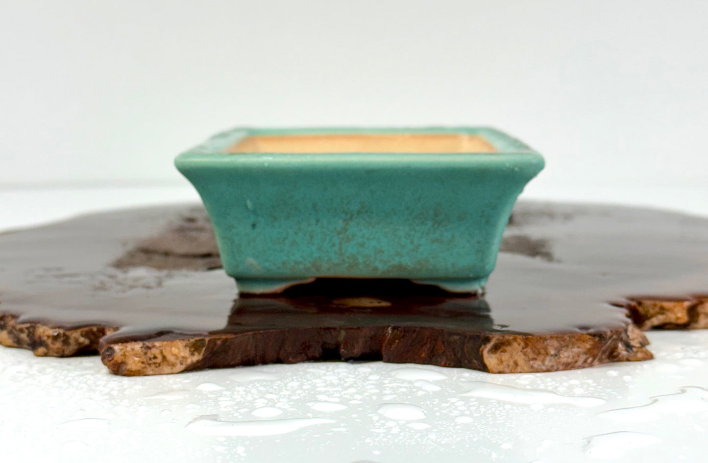 Chinese Yixing Bonsai Pot | Rectangle Speckled Aqua Glaze – 17.5cm