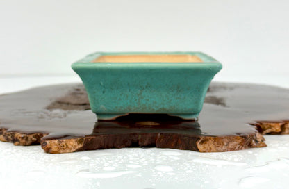 Chinese Yixing Bonsai Pot | Rectangle Speckled Aqua Glaze – 17.5cm