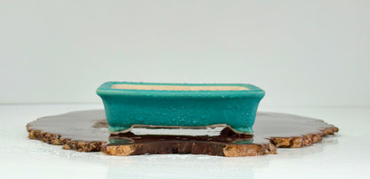 Chinese Yixing Bonsai Pot | Rectangle Aqua Glaze – 14cm