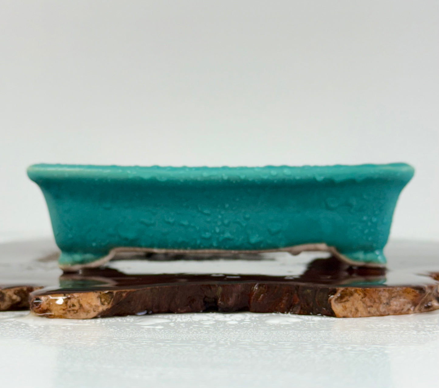 Chinese Yixing Bonsai Pot | Rectangle Aqua Glaze – 14cm