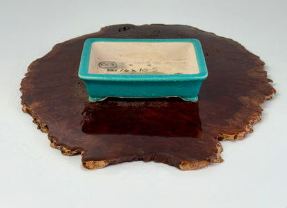 Chinese Yixing Bonsai Pot | Rectangle Aqua Glaze – 14cm