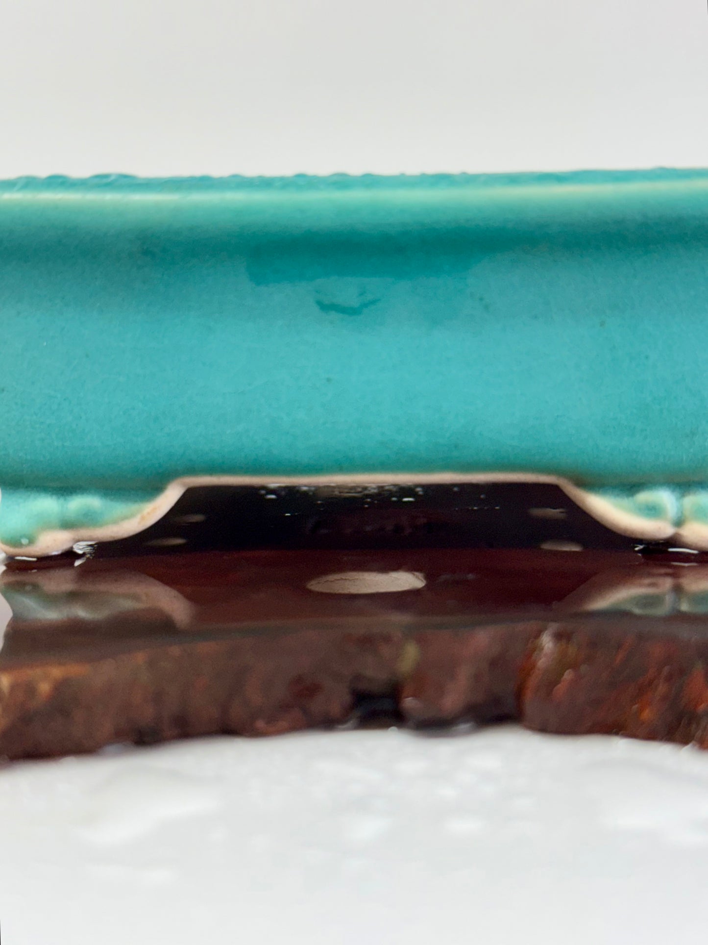 Chinese Yixing Bonsai Pot | Rectangle Aqua Glaze – 14cm