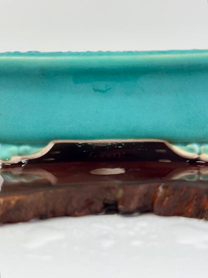 Chinese Yixing Bonsai Pot | Rectangle Aqua Glaze – 14cm