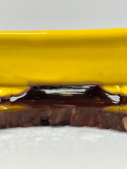 Chinese Yixing Bonsai Pot | Rectangle Yellow Glaze – 14.5cm