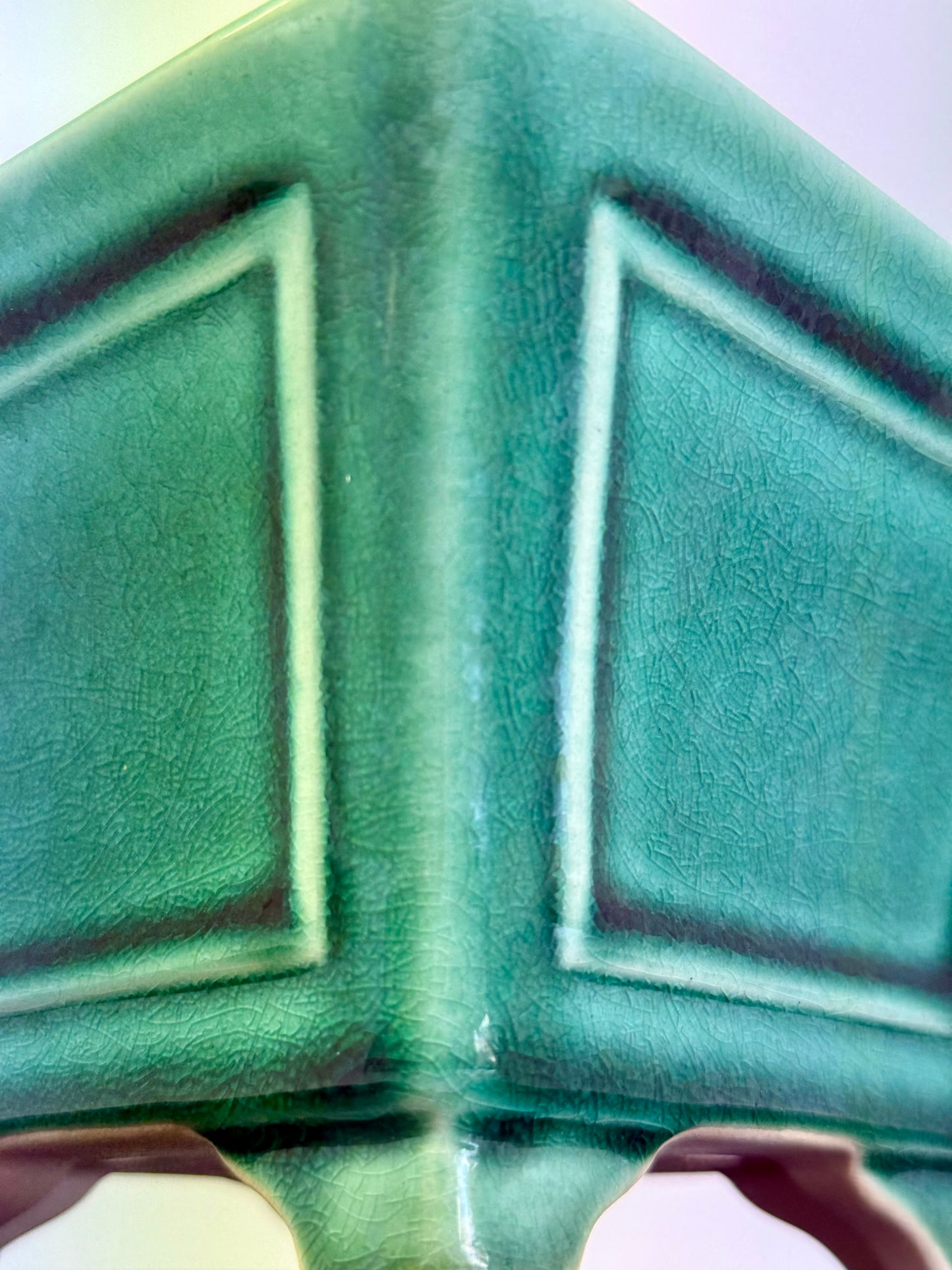 Chinese Yixing Bonsai Pot | Square Fluted Green Glaze – 15 cm