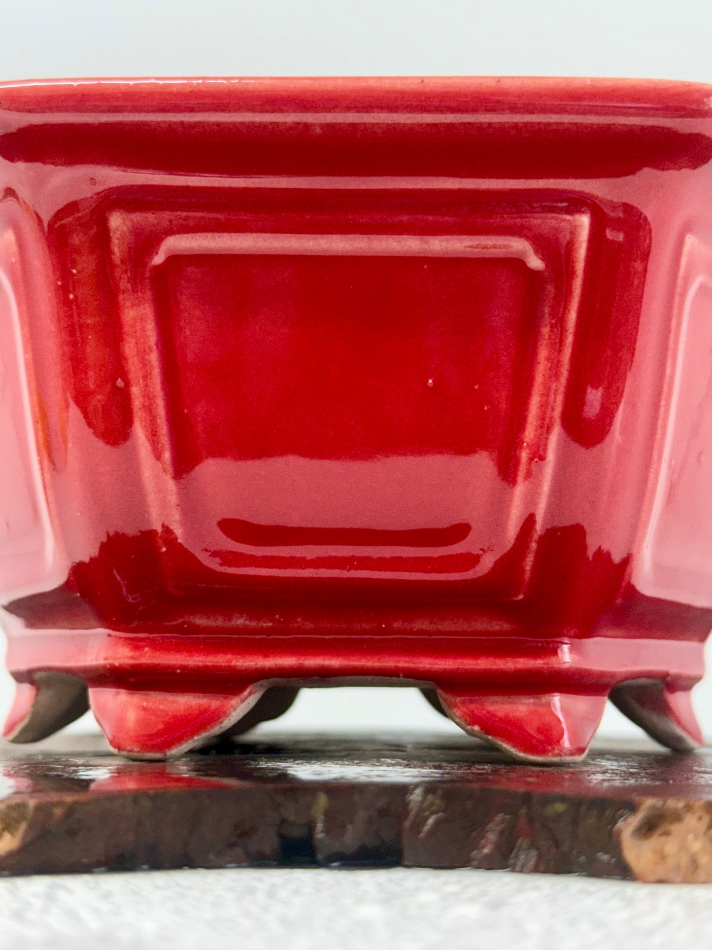 Chinese Yixing Bonsai Pot | Hexagon Red Glaze – 21 cm