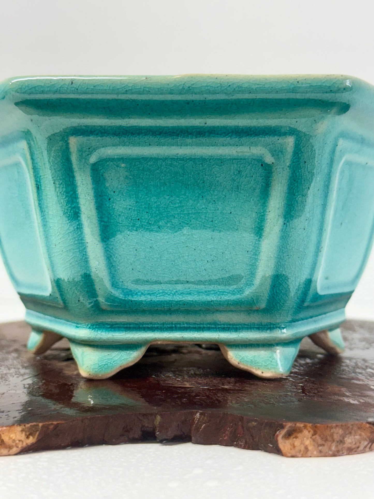 Chinese Yixing Bonsai Pot | Hexagon Turquoise Glaze – 21 cm