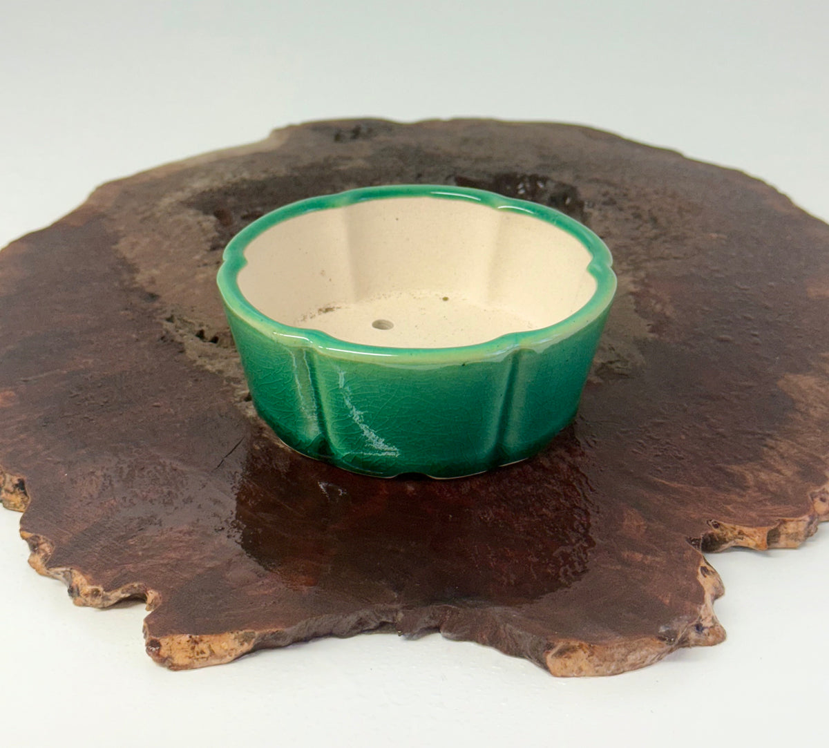 Chinese Yixing Bonsai Pot | Lotus Green Glaze – 11 cm