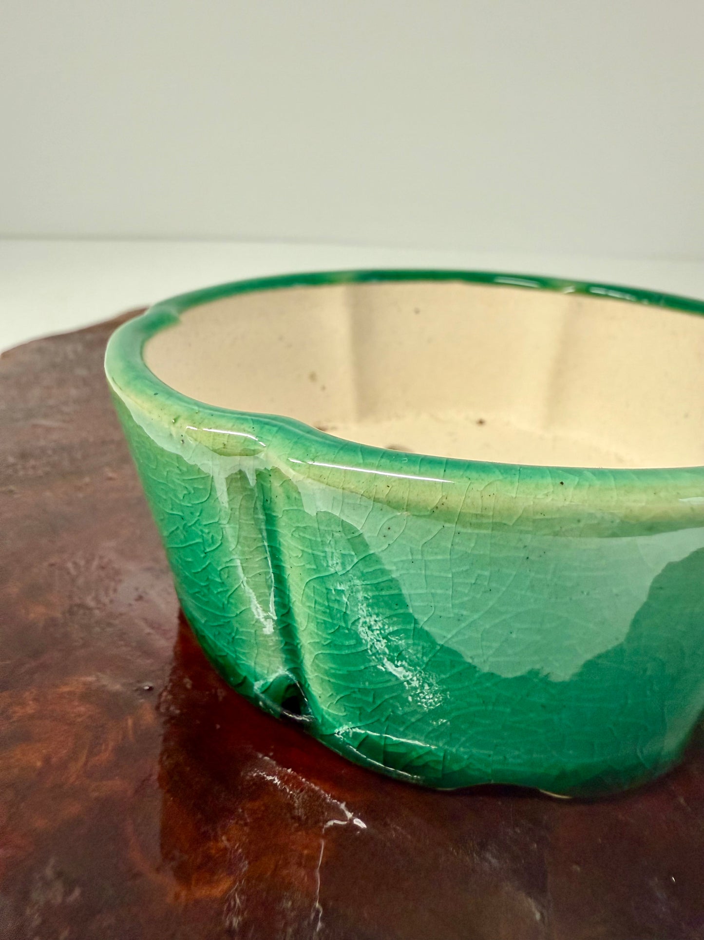 Chinese Yixing Bonsai Pot | Lotus Green Glaze – 11 cm