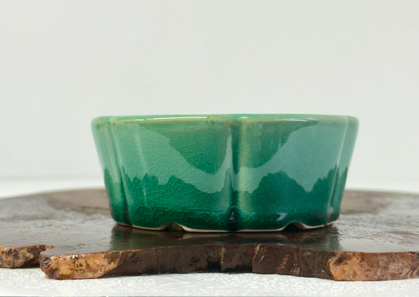 Chinese Yixing Bonsai Pot | Lotus Green Glaze – 11 cm