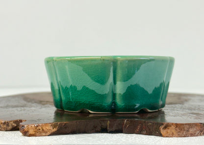 Chinese Yixing Bonsai Pot | Lotus Green Glaze – 11 cm