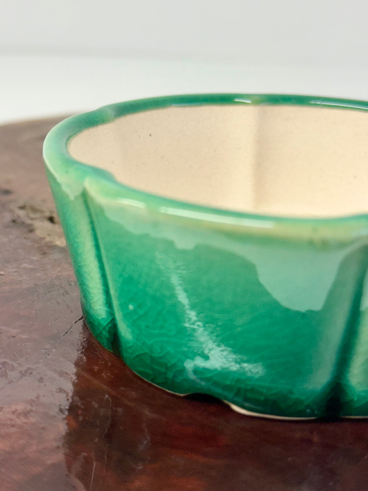 Chinese Yixing Bonsai Pot | Lotus Green Glaze – 11 cm
