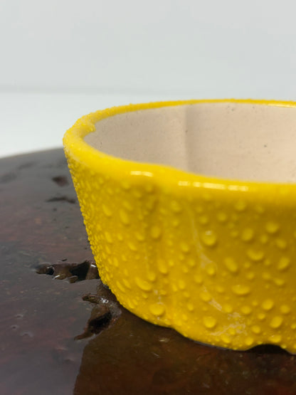 Chinese Yixing Bonsai Pot | Lotus Yellow Glaze – 11 cm