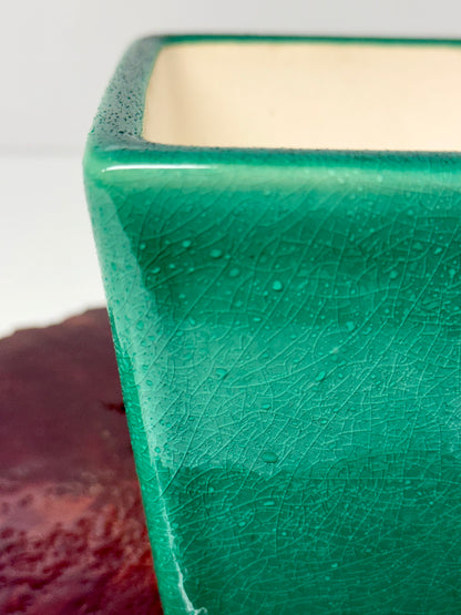 Chinese Yixing Bonsai Pot | Square Green Glaze – 13.5 cm