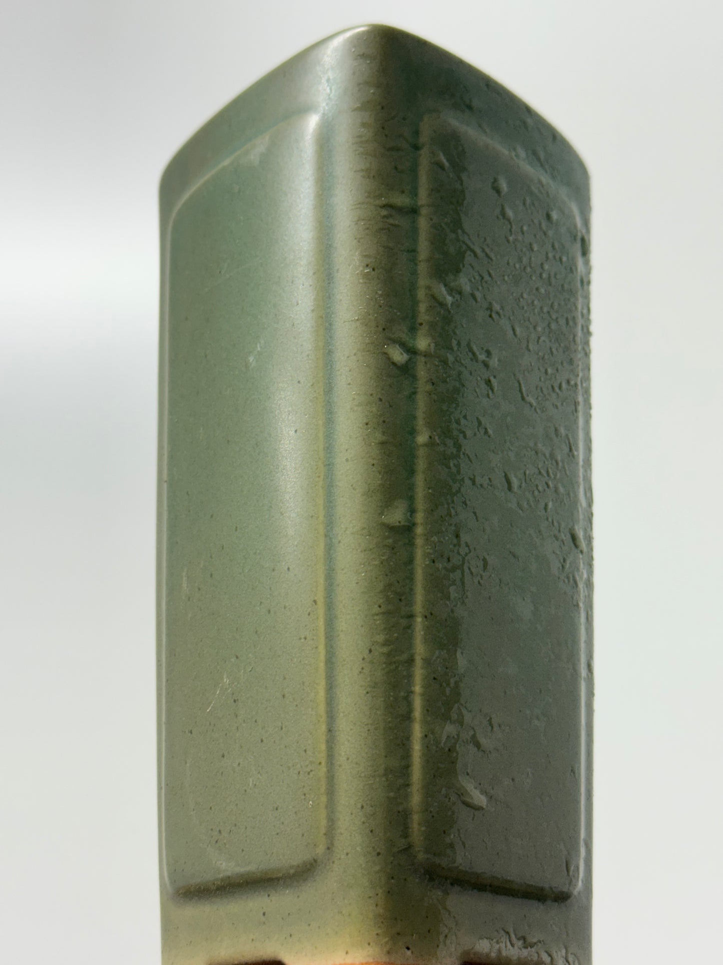 Chinese Yixing Bonsai Pot | Tall Square Cascade Green Glaze – 8.5cm